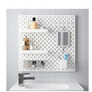 SKÅDIS Pegboard combination, white 22x22 " shelfs and containers , Wall Decor